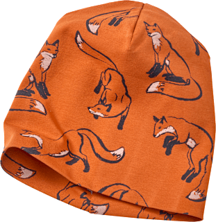 Mütze Pro Climate mit Fuchs-Muster, braun, Gr. 54/55 ALANA