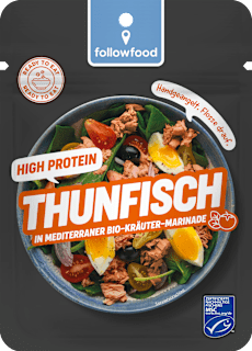Salattopping Thunfisch in Mediterraner Bio-Kräuter-Marinade followfood