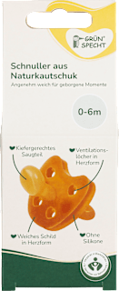 Schnuller Naturkautschuk, Gr. 1, 0-6 Monate Grünspecht