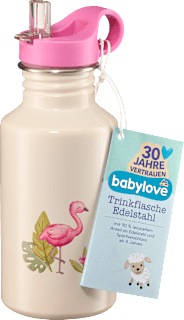 Trinkflasche Kinder Edelstahl beige Flamingo babylove
