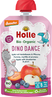 Quetschie Dino Dance Apfel mit Heidelbeere & Pflaume ab dem 6. Monat Holle