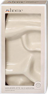 Servierplatte aus Keramik, offwhite/beige (16,6x35x5 cm) dm home
