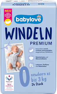 Pieluszki Premium dla noworodka, rozmiar 0, XS, do 3 kg babylove