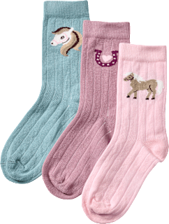 Socken mit Pferde-Motiv, rosa + blau, Gr. 29/31 ALANA