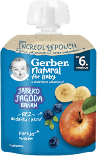 Mus owocowy jabłko, jagoda, banan po 6. miesiącu życia Gerber