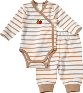Set mit Wickelbody & Hose mit Obst-Motiv, beige, Gr. 62/68 ALANA