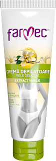 Cremă depilatoare cu extract de vanilie pentru piele delicată farmec
