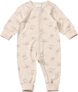 Schlafanzug aus Wolle mit Schaf-Muster, beige, Gr. 50/56 ALANA