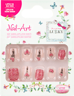 Samoljepljivi nokti – Letter Hearts LUKKY