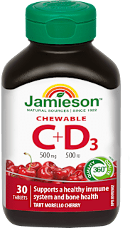 Cmúľacie tablety vitamín C + D3 Jamieson