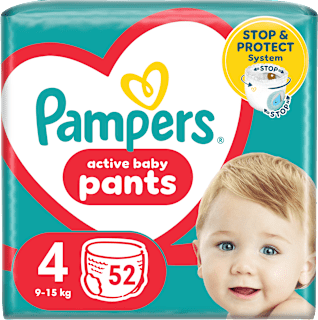 Hlačne plenice 360°, velikost 4 (9-15 kg) Pampers active baby