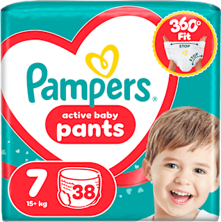 Hlačne plenice 360°, velikost 7 (15+ kg) Pampers active baby