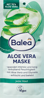 Hydratačná pleťová maska ​​s Aloe vera (2 x 8 ml) Balea