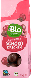 višně sušené mrazem v hořké čokoládě dmBio