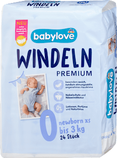 Windeln Premium Gr. 0 newborn xs (bis 3 kg) babylove