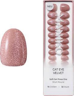 Künstliche Nägel Press Ons Short Round Cat Eye Butterscotch Maniko