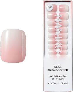 Künstliche Nägel Press Ons Short Square Rose Babyboomer Maniko