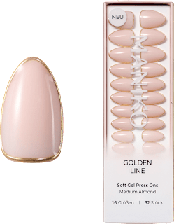 Künstliche Nägel Press Ons Medium Almond Golden Line Maniko