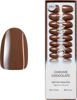 Künstliche Nägel Press Ons Medium Round Chrome Chocolate Maniko