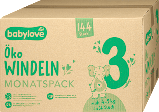Windeln nature Gr. 3 Midi (4-9 kg) Monatspack babylove