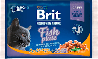 Premium kapsičky pro kočky s rybím masem mix 4x100g, Multipack Brit