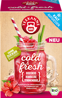 Früchtetee Cold & Fresh Hibiskus, Himbeere & Zitronengras Teekanne