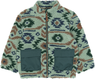 Teddyjacke mit Jacquard-Muster, grün, Gr. 122/128 Mikk-Line