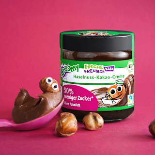 Kindersnack Brotaufstrich Haselnuss-Kakao-Creme Datteln, ab 3 Jahren Freche Freunde