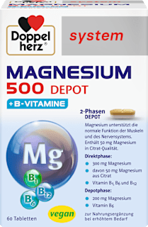 Doppelherz system Magnesium 500 Depot + B-Vitamine Tabletten 60 St Doppelherz