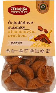 bio sušenky s čokoládou a banánovým prachem Biopekárna Zemanka
