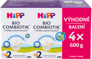 BIO pokračovací mléčná kojenecká výživa 2 Combiotik 6m, 4x600 g HiPP
