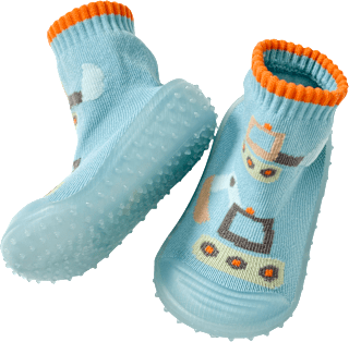 Abenteuer Socken mit Bagger-Motiv, blau, Gr. 21/22 PUSBLU