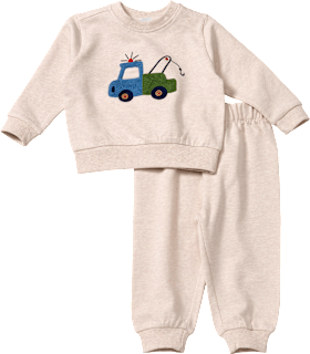 Set mit Sweatshirt mit Fahrzeug-Stickerei & Jogginghose, beige, Gr. 86 ALANA