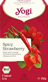 Früchtetee, Spicy Strawberry mit Erdbeere, Hibiskus & Chili (17 Beutel) Yogi