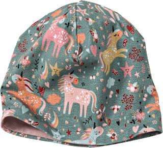 Mütze mit Einhorn-Muster, grün, Gr. 50/51 ALANA