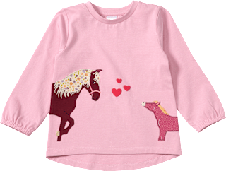 Langarmshirt mit Pferde-Applikation, rosa, Gr. 110 ALANA
