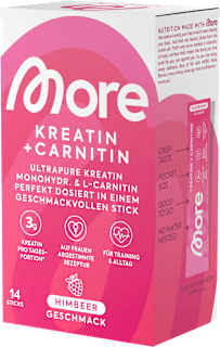 Kreatin + Carnitin Sticks 14 St, Himbeer Geschmack More Nutrition