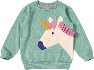 Strickpullover mit Einhorn-Motiv, grün, Gr. 116 ALANA