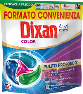 Detersivo lavatrice 4in1 discs per capi colorati Dixan