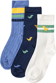 Socken mit Ripp-Struktur & Dino-Muster, blau & weiß, Gr. 29/31 ALANA