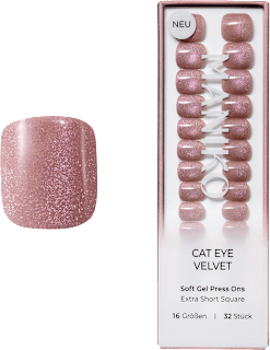 Künstliche Nägel Press Ons Extra Short Square Cat Eye Velvet Maniko