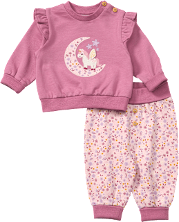 Set mit Hose mit Mitwachsfunktion & Sweatshirt mit Einhorn-Motiv, lila, Gr. 68 ALANA