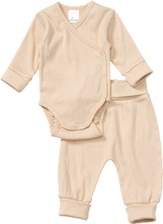Set mit Wickelbody & Hose in Waffel-Struktur, beige, Gr. 62/68 ALANA