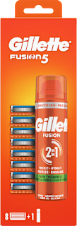 Nadomestne glave za brivnik (8x) + gel za britje Fusion5 Gillette