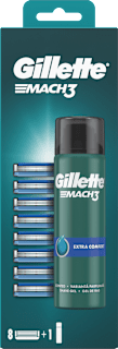 Nadomestne glave za brivnik (8x) + gel za britje Mach3 Gillette