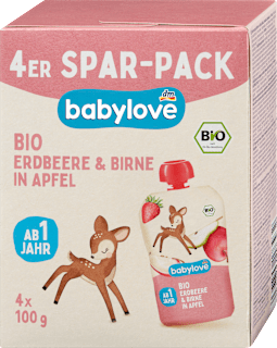 Quetschie Erdbeere & Birne in Apfel ab 1 Jahr (4x100 g) babylove