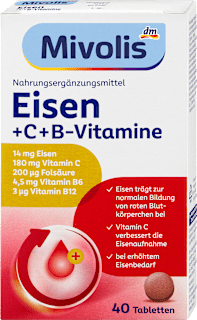 Eisen + C + B-Vitamine Tabletten 40 St Mivolis