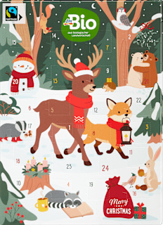 adventní kalendář s bio mléčnou čokoládou dmBio