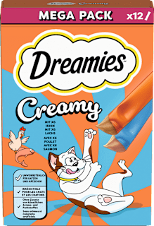 Katzenleckerli Creamy mit Huhn & Lachs (12 Stück) Dreamies