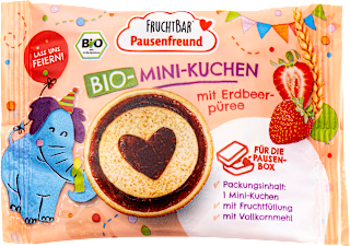 Kindersnack Mini-Kuchen mit Erdbeerpüree ab 3 Jahren FRUCHTBAR Pausenfreund